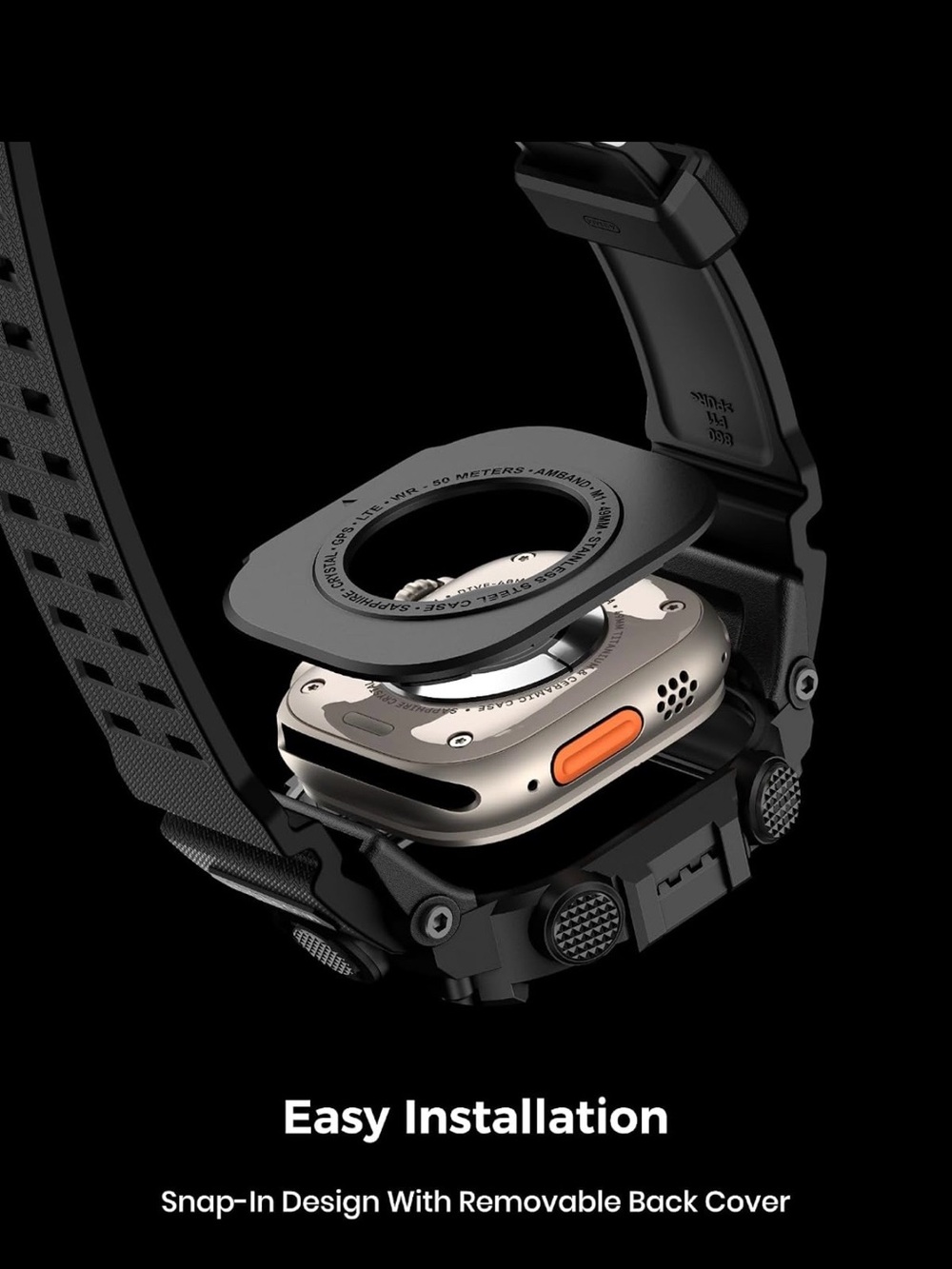Amband M3 Series 49mm Black Protective Smartwatch Case for Apple Watch - Picture 5 of 16